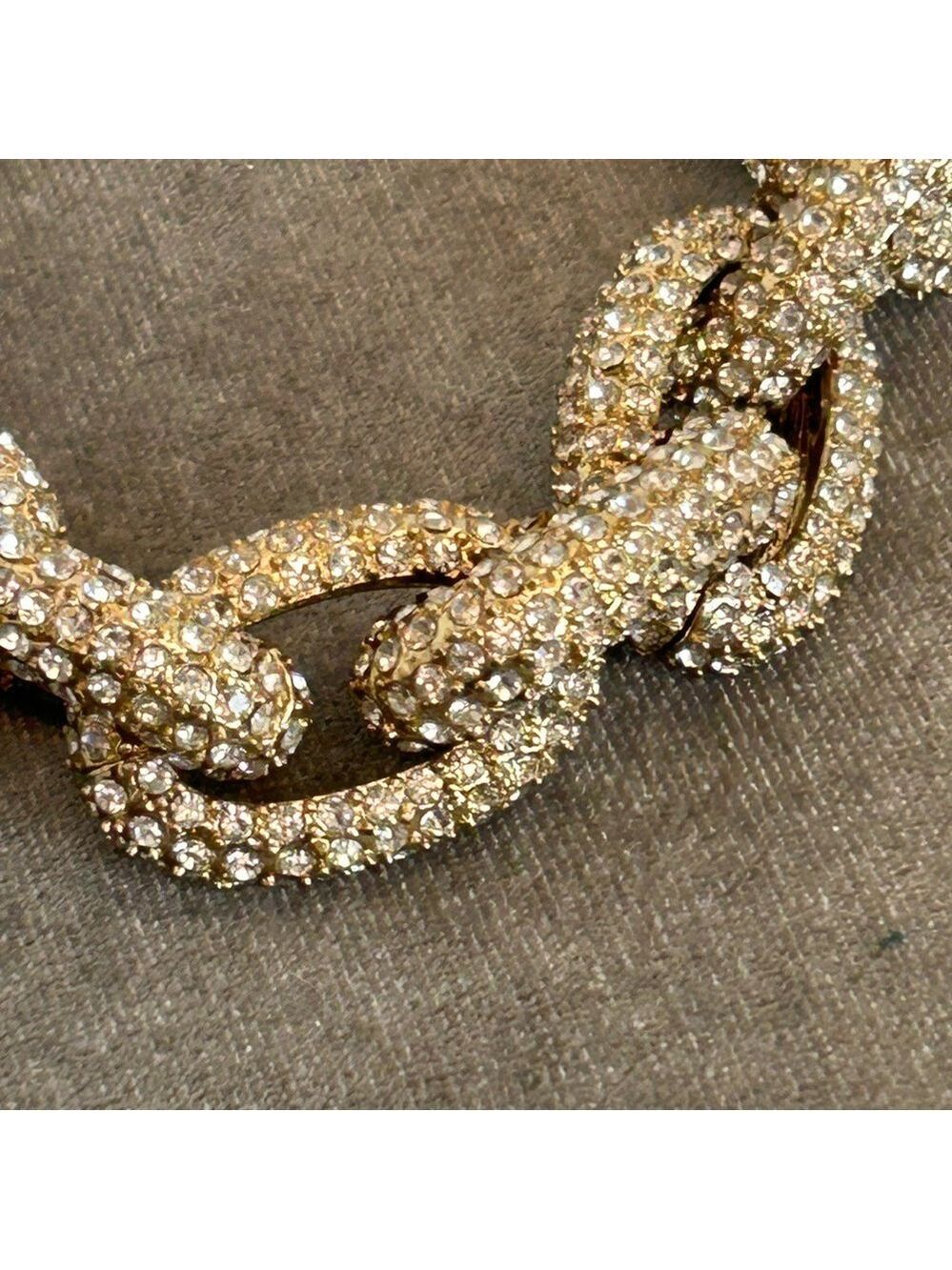 BaubleBar Pave Rhinestone Oval Chain Links Chunky Bracelet - Picture 6 of 9